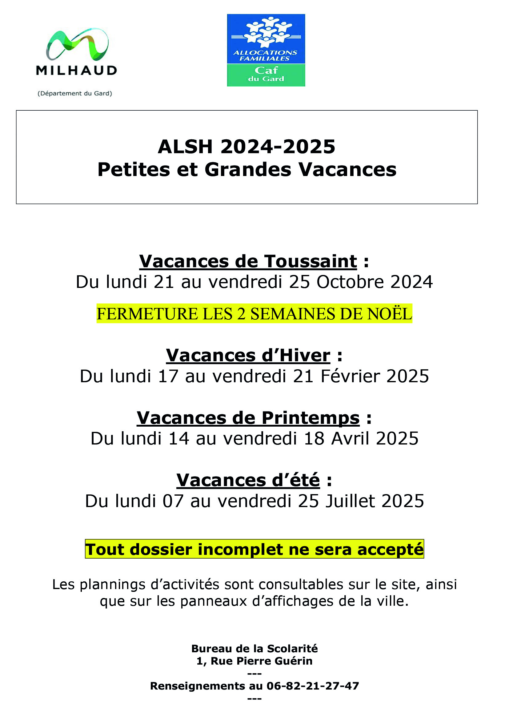 INFOS ALSH 2024 2025