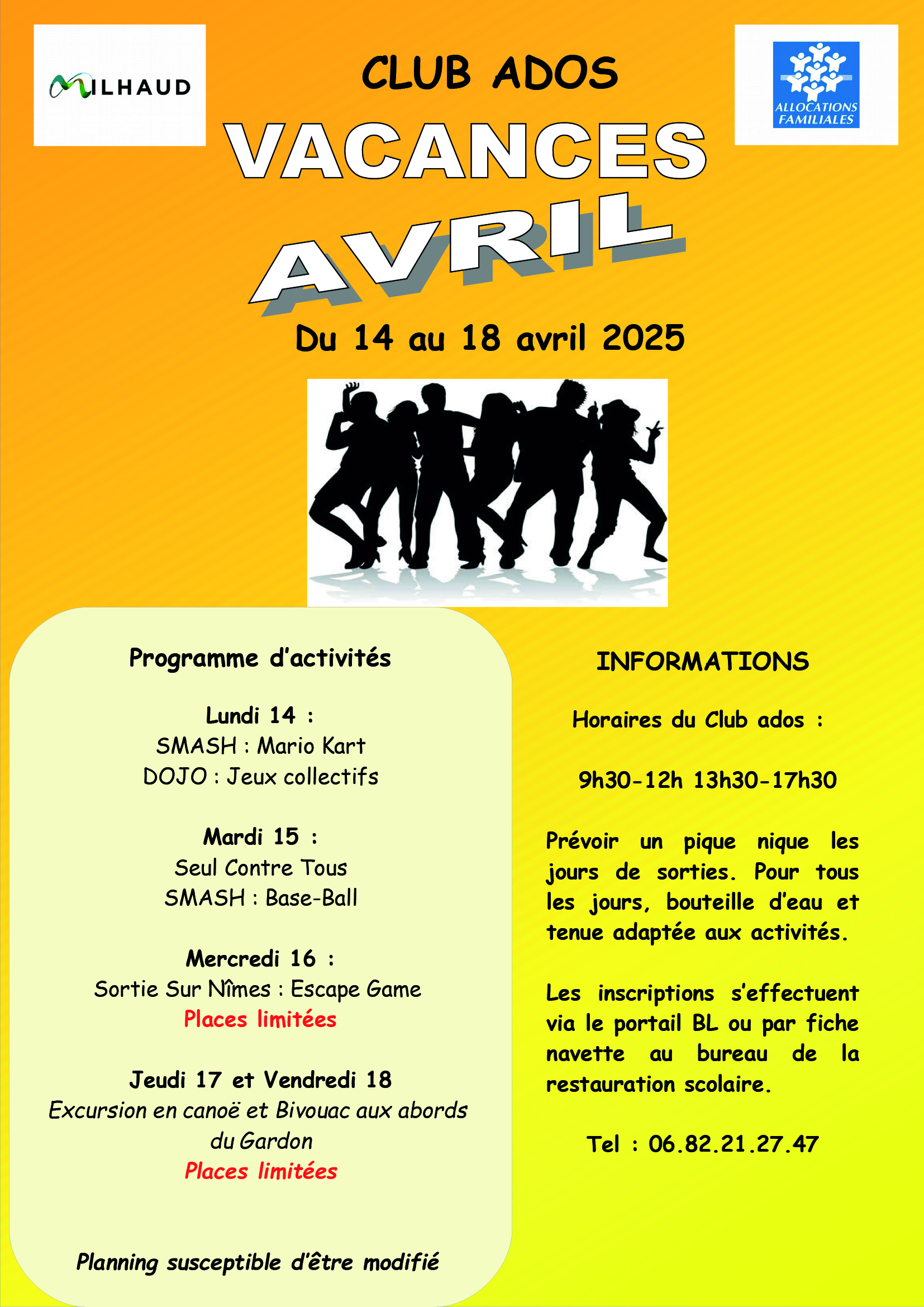 ALSH CLUB ADOS VACANCES AVRIL 2025