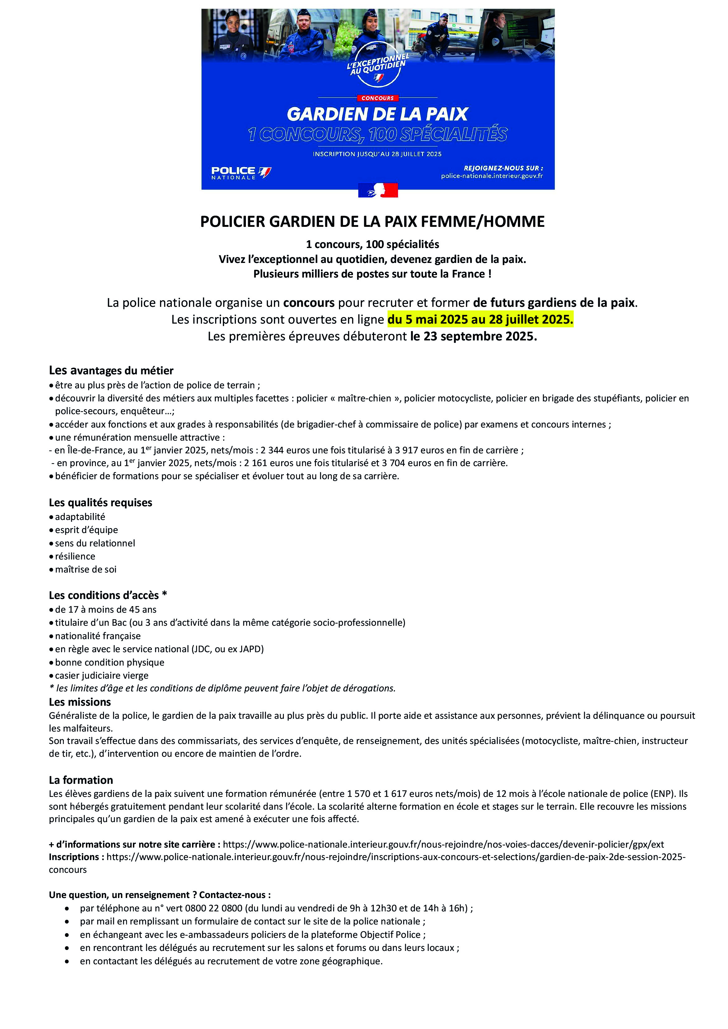 ANNONCE GARDIEN DE LA PAIX 26 05 2025 A3