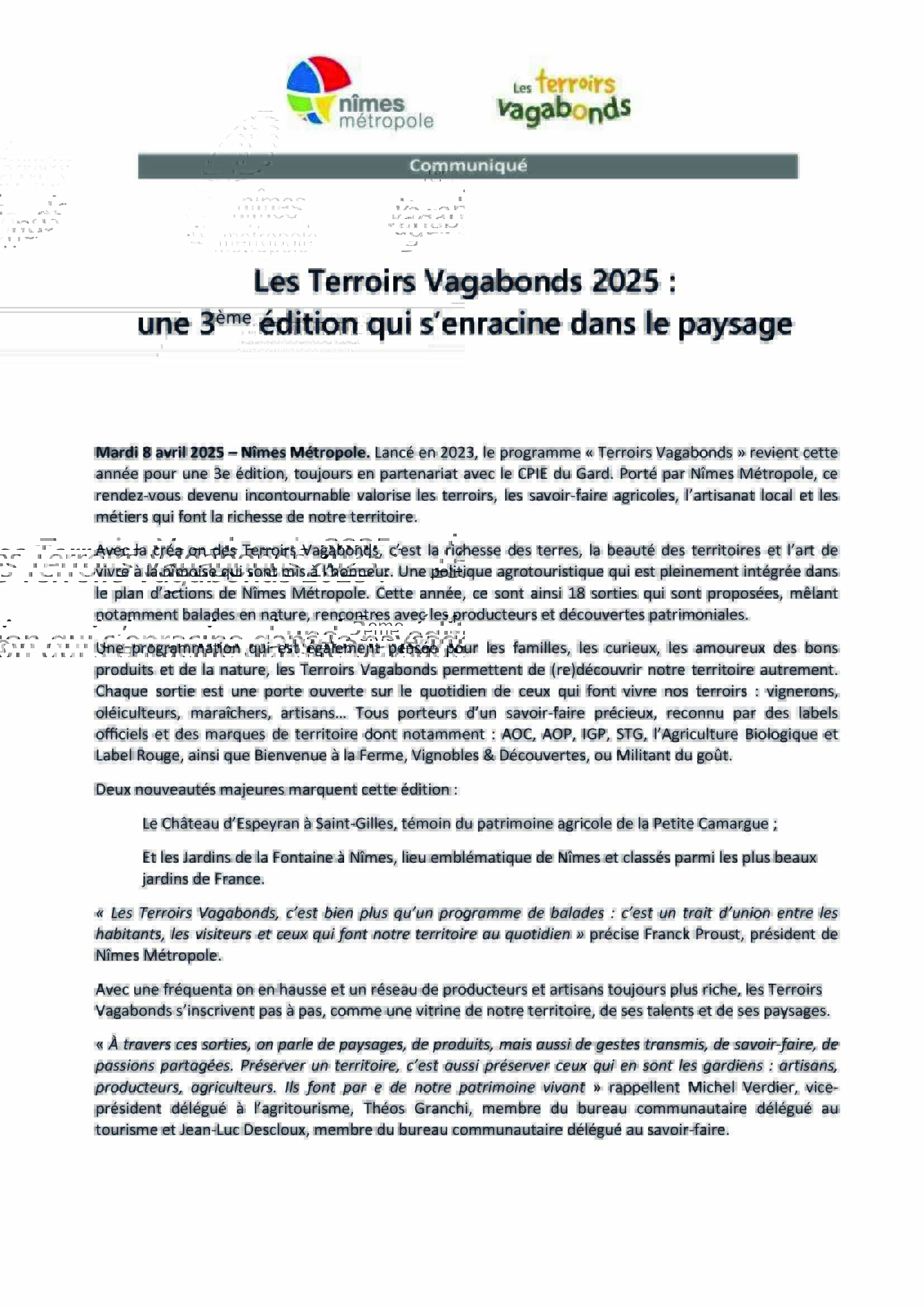 COMMUNIQUE TERROIRS VAGABONDS 2025 09 04 2025
