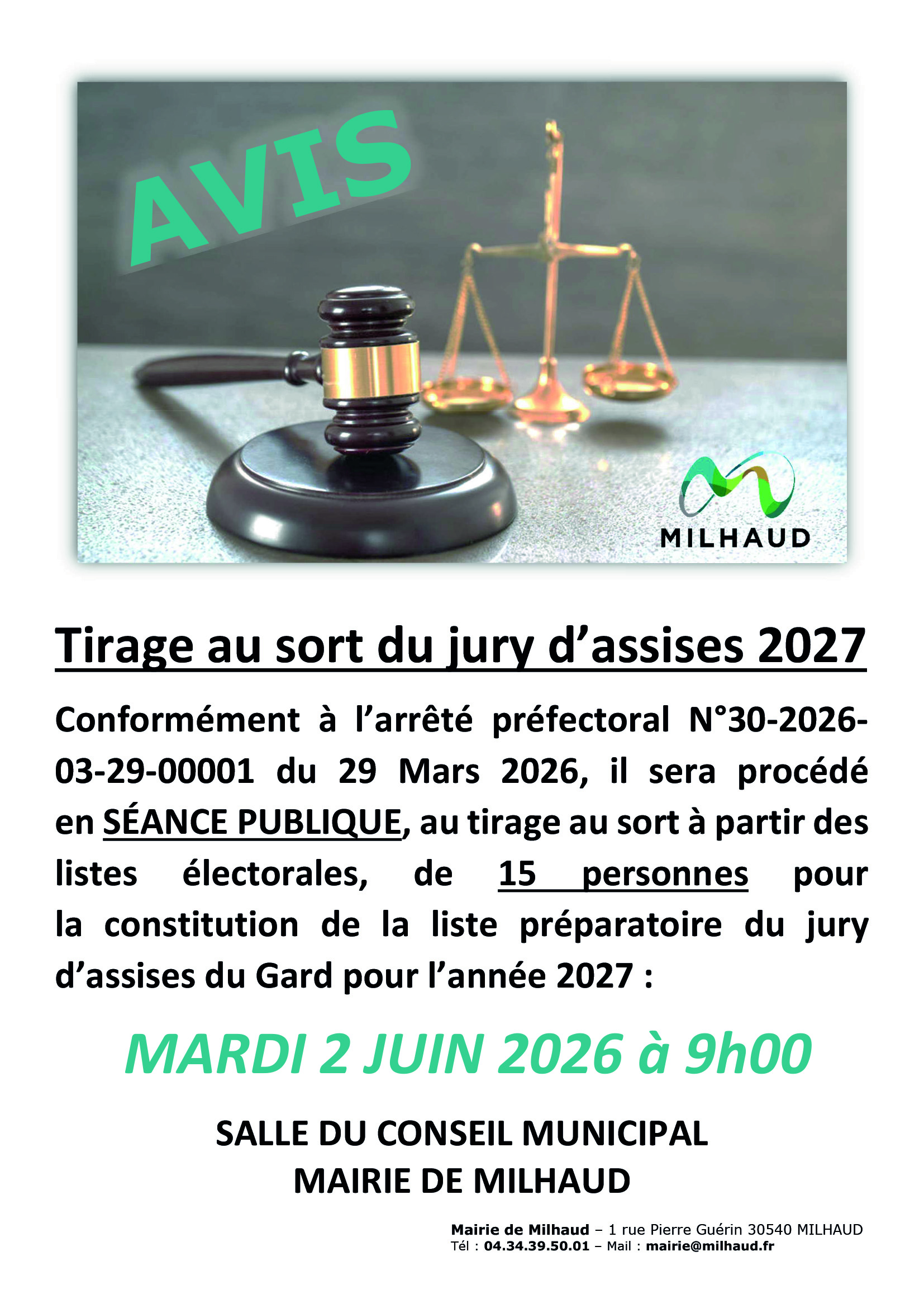 AVIS TIRAGE AU SORT JURY ASSISES 2027